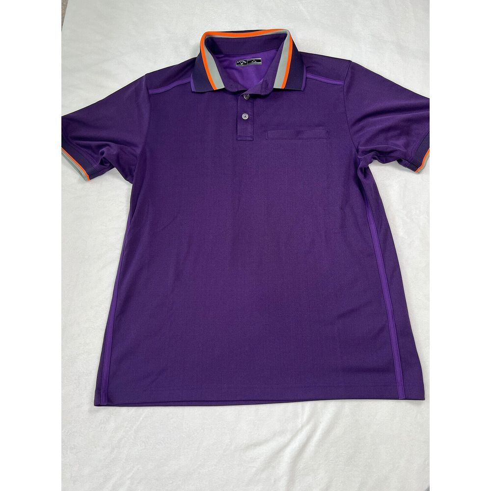 Men's Callaway Purple Golf Polo Shirt‎ Striped Collar Short Sleeve Classic Sz M